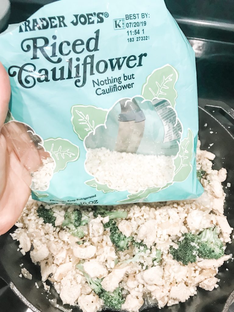 Cheesy Broccoli Chicken Cauliflower Rice Casserole